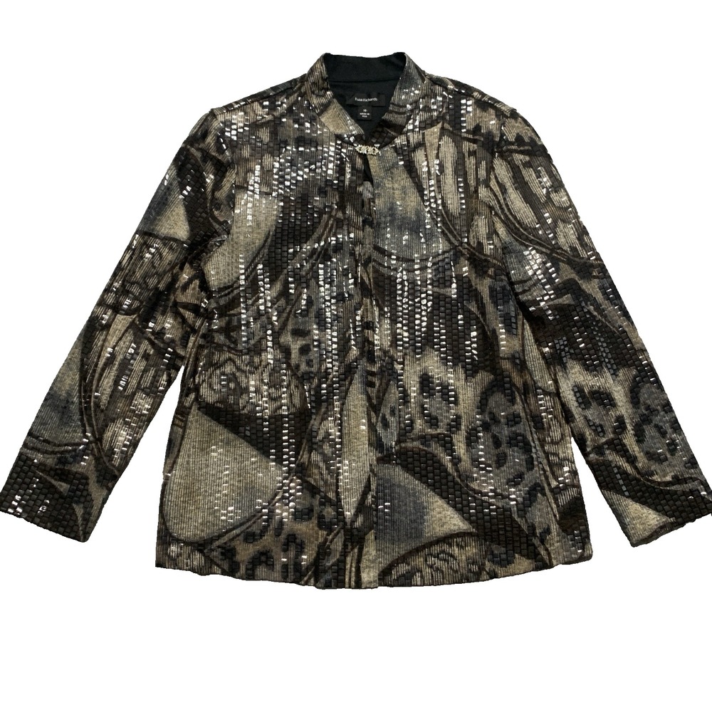R&M Richards Mock Jacket with Attached Camisole Sequined Sparkle - Size 16